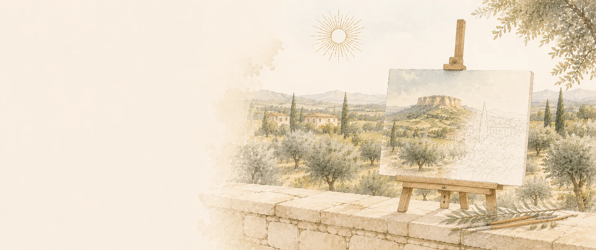 Illustration aquarelle : intérieur provençal rénové